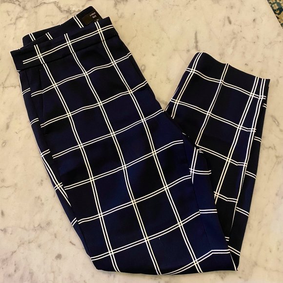 J Crew 8P Navy White 365 Crepe Pants LIKE NEW! - Picture 2 of 6